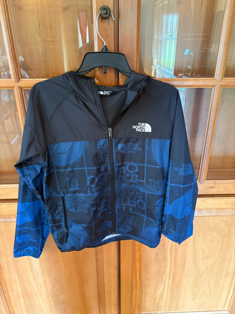 The North Face Kids Blue & Black Logo Hooded Rain Jacket